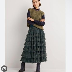 Boden Ruffle Tulle Midi Skirt